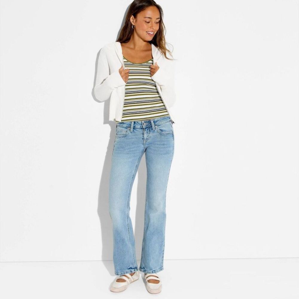 Women's Low-Rise Baby Bootcut Pants - Wild Fable Light Blue 8